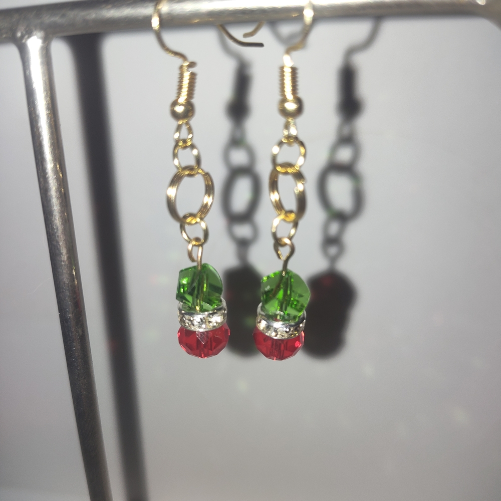 Elegant Gold and Green Dangle Earrings
